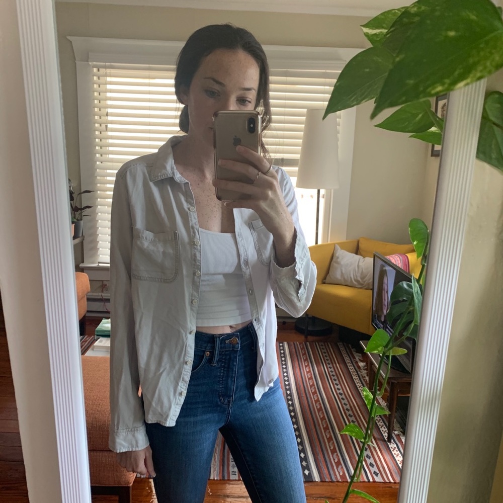 Grey/White Soft Button Down - image 2